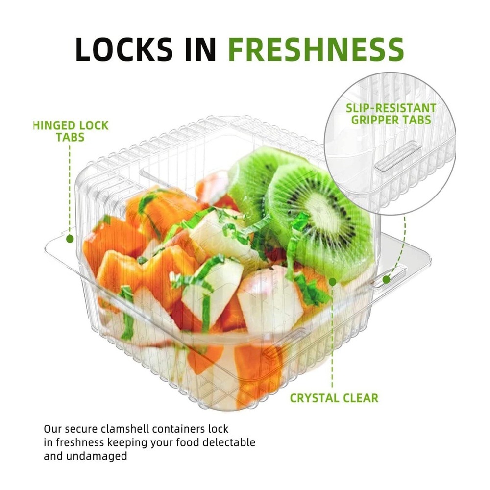 100 Count Clear Plastic Hinged Take Out Containers Clamshell Takeout Tray Foo... - Picture 5 of 5